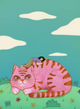 Gato Rosa con Fondo